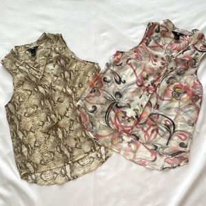 H&M Printed Sleeveless Blouse, Set of 2, Size US 2